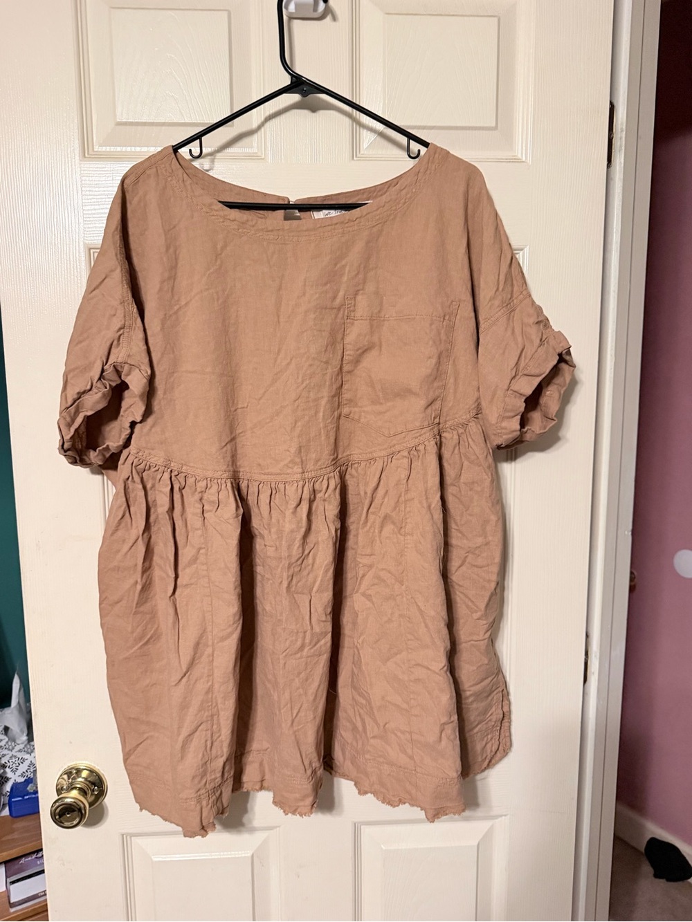 We The Free Relaxed Babydoll Midi Dress in Dusty Rose Brown
